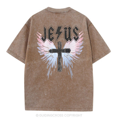 Under His Wings  Christian Washed T-Shirt