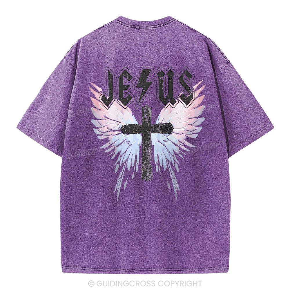 Under His Wings  Christian Washed T-Shirt