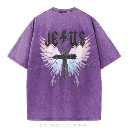 Under His Wings  Christian Washed T-Shirt
