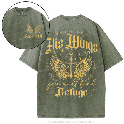 Under His Wings  Christian Washed T-Shirt