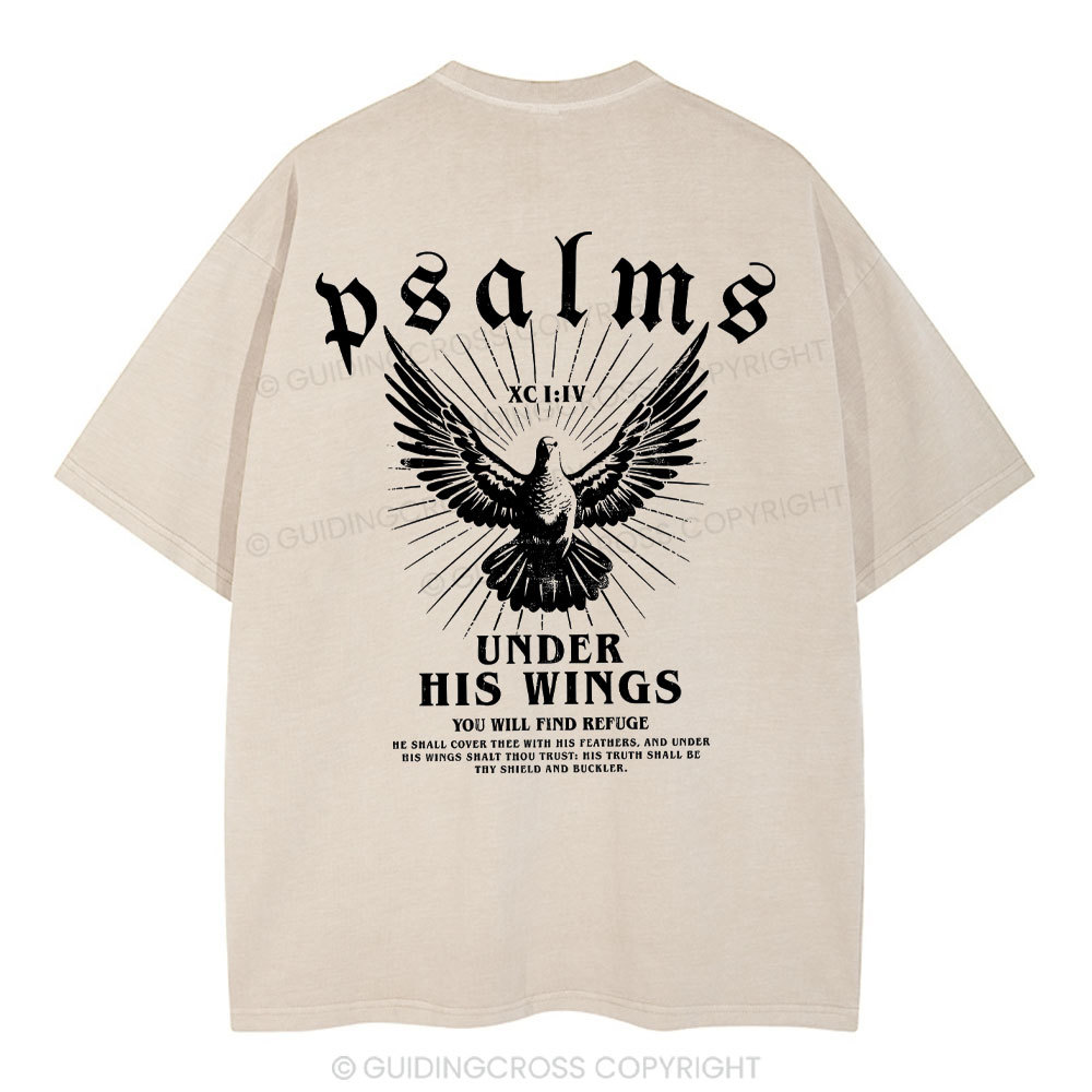 Under His Wings Christian Washed T-Shirt