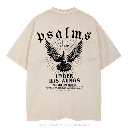 Under His Wings Christian Washed T-Shirt
