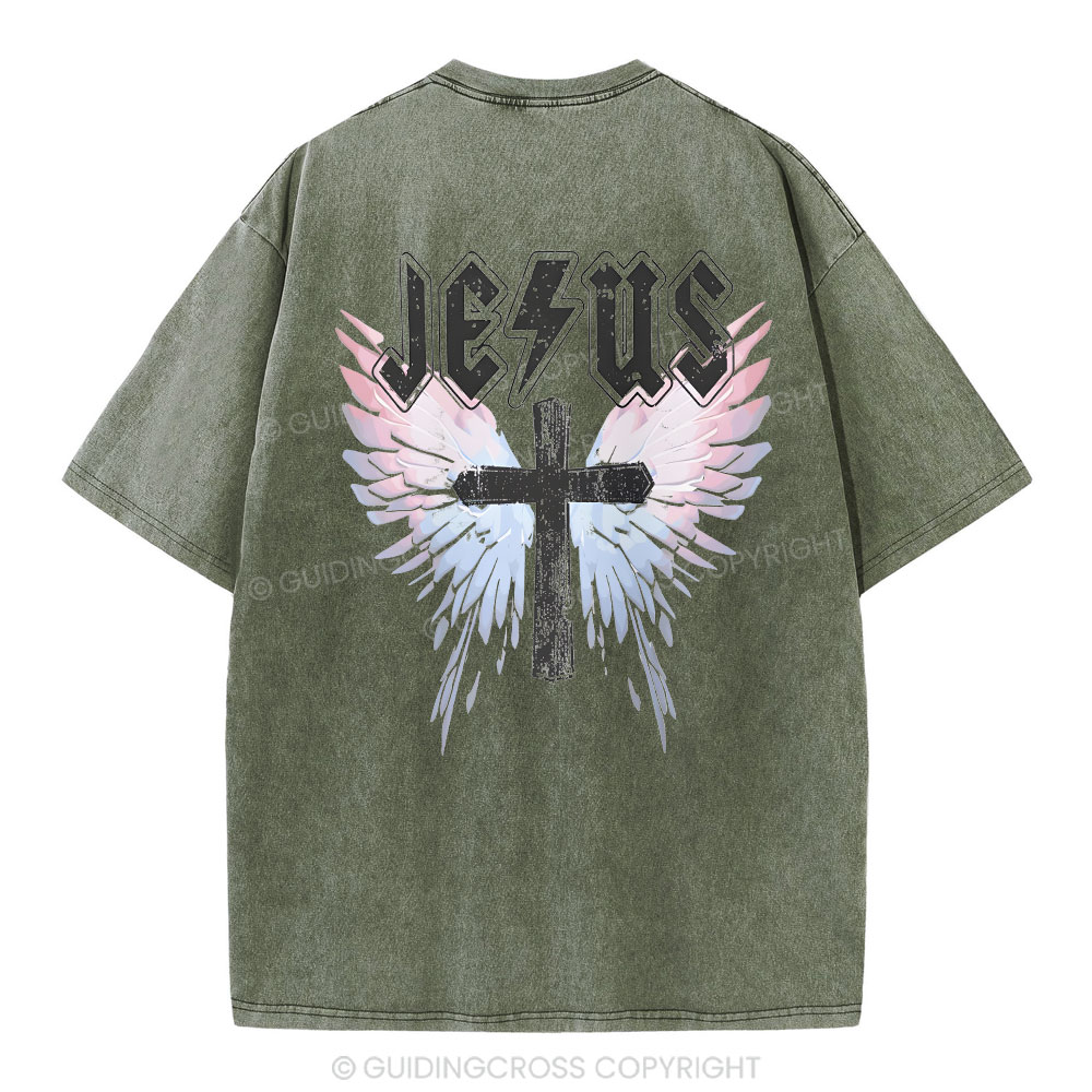 Under His Wings  Christian Washed T-Shirt