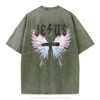 Under His Wings  Christian Washed T-Shirt