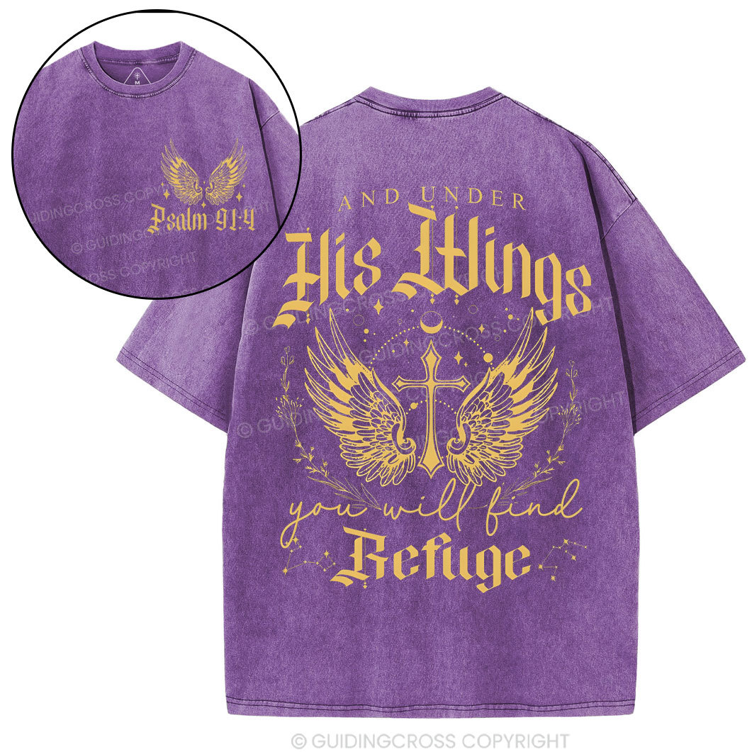 Under His Wings  Christian Washed T-Shirt