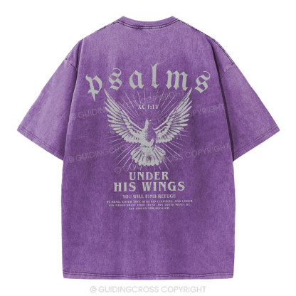Under His Wings Christian Washed T-Shirt