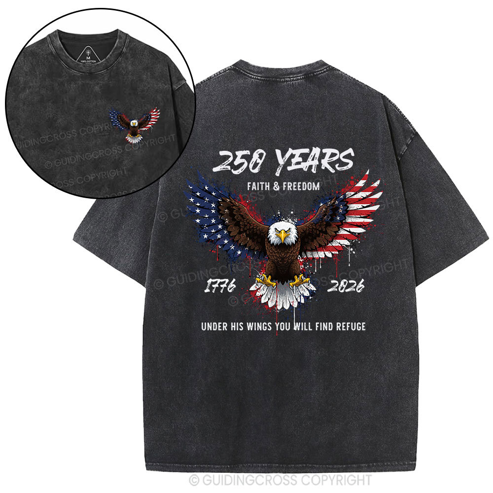 Under His Wings Christian Washed T-Shirt