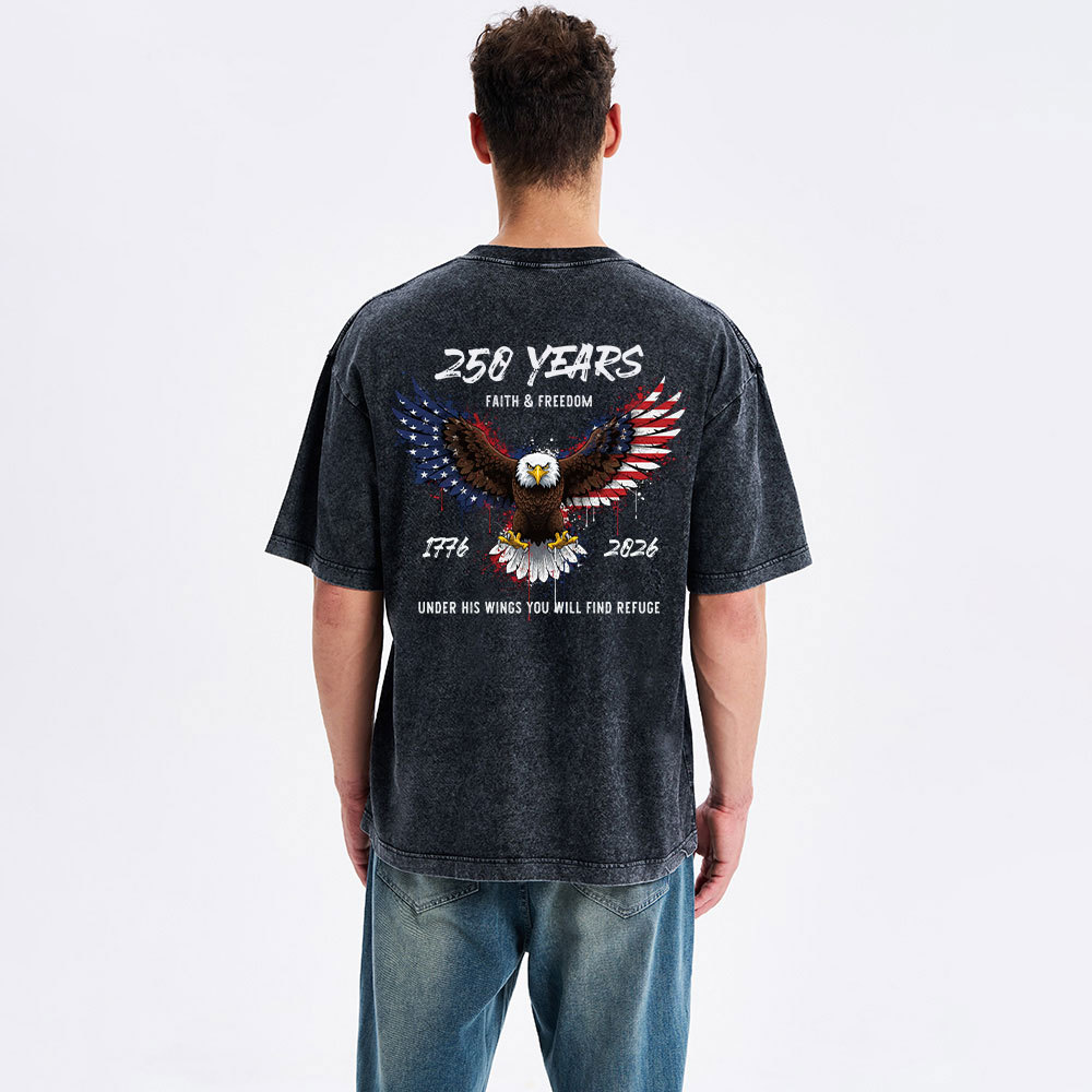 Under His Wings Christian Washed T-Shirt