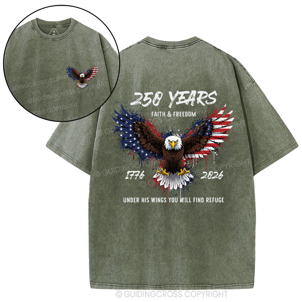 Under His Wings Christian Washed T-Shirt