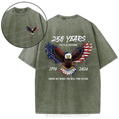 Under His Wings Christian Washed T-Shirt
