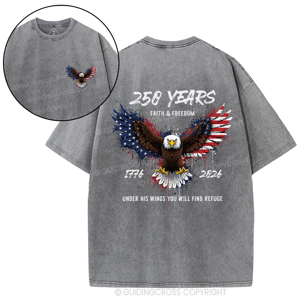 Under His Wings Christian Washed T-Shirt