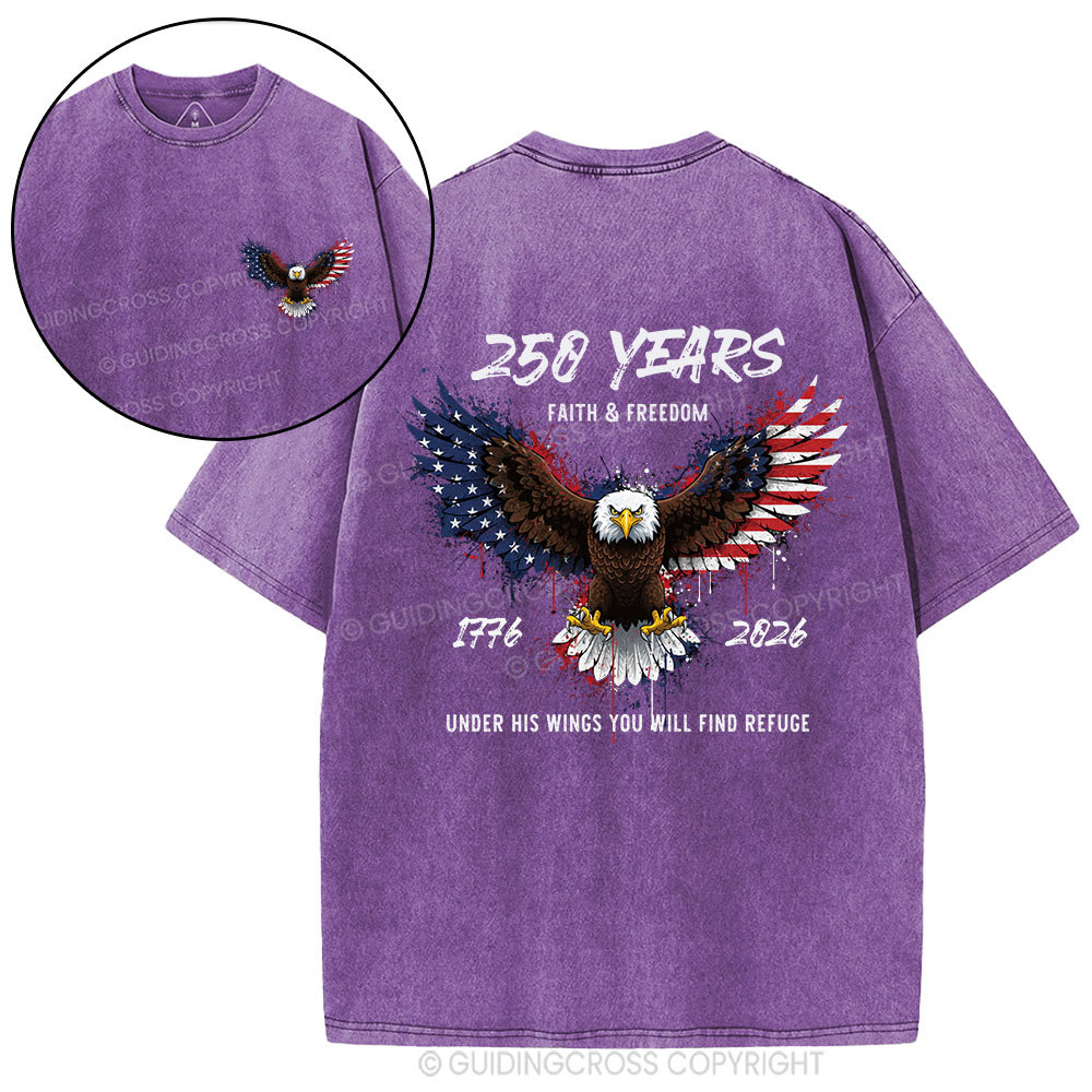 Under His Wings Christian Washed T-Shirt
