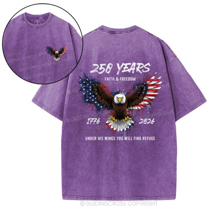 Under His Wings Christian Washed T-Shirt