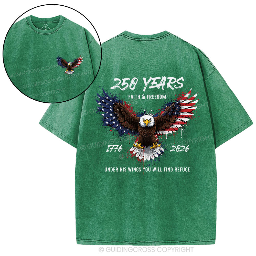 Under His Wings Christian Washed T-Shirt