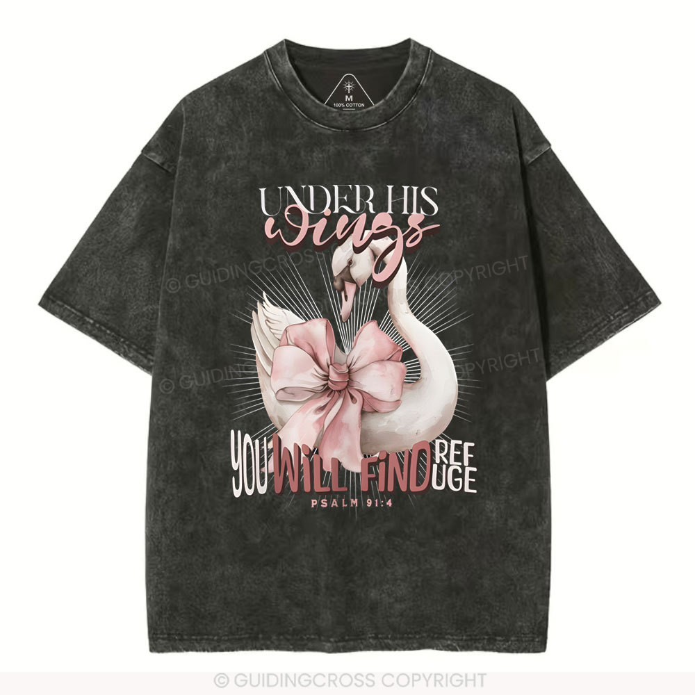 Under His Wings Christian Washed T-Shirt