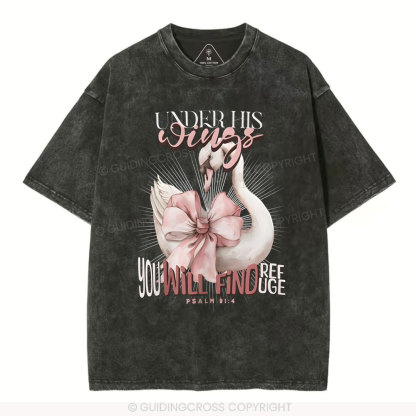 Under His Wings Christian Washed T-Shirt