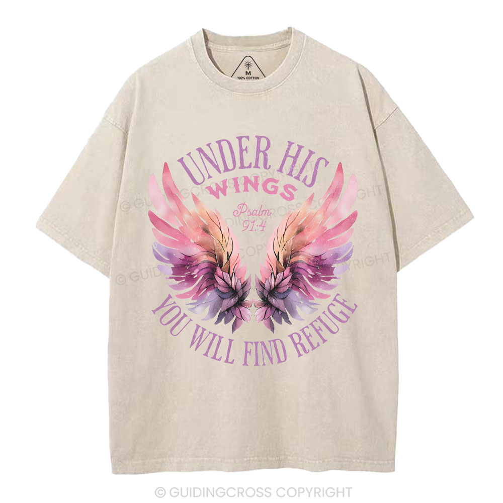 Under His Wings Christian Washed T-Shirt