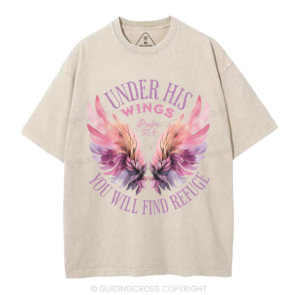 Under His Wings Christian Washed T-Shirt