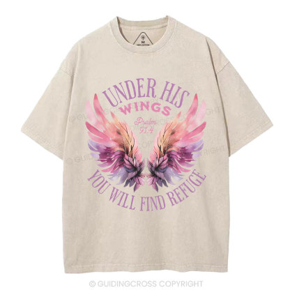Under His Wings Christian Washed T-Shirt