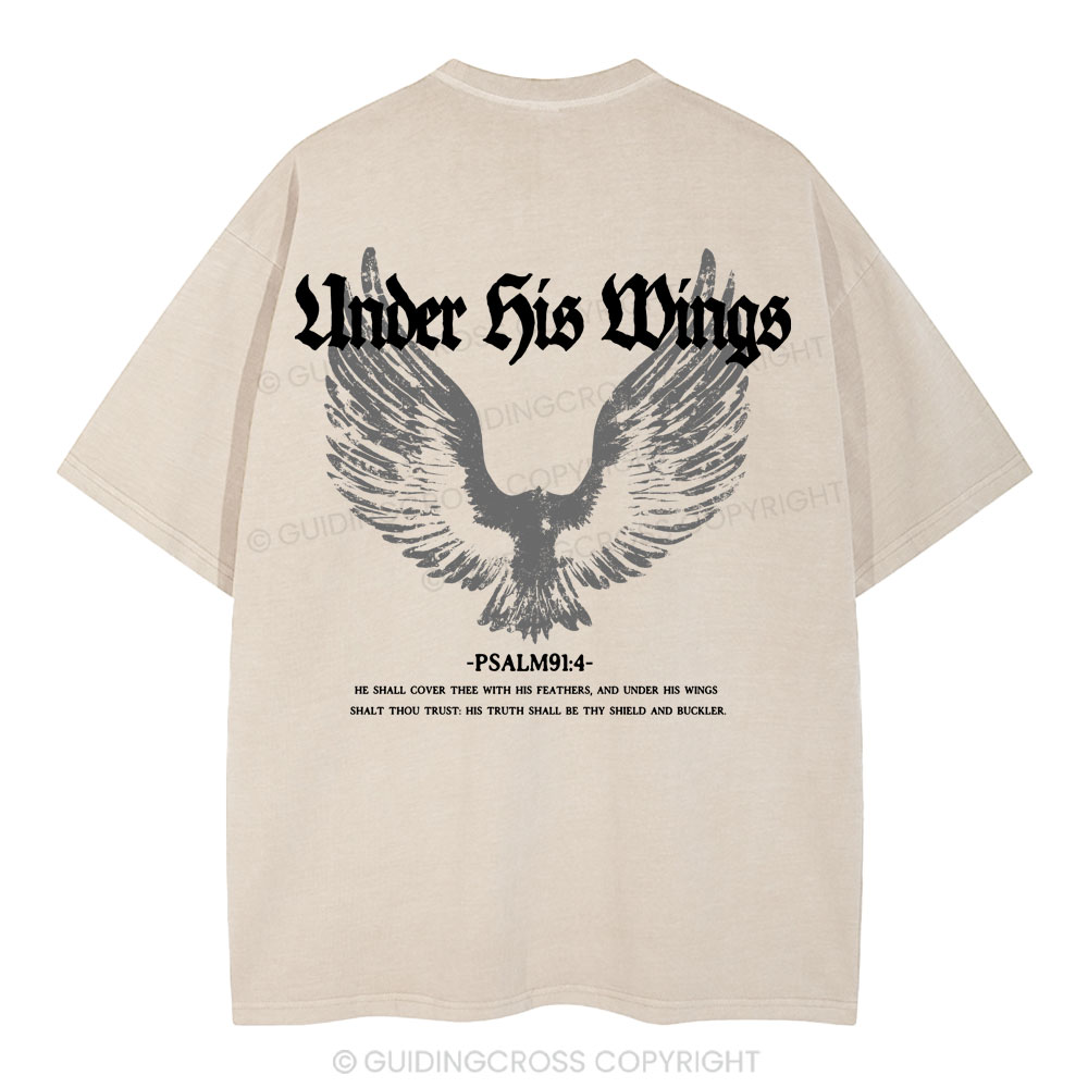 Under His Wings Christian Washed T-Shirt