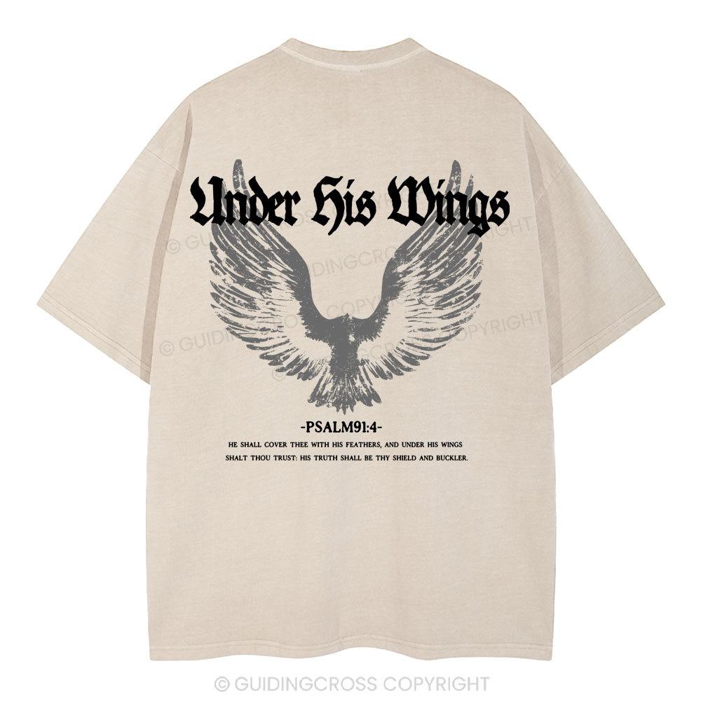 Under His Wings Christian Washed T-Shirt