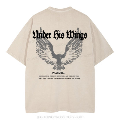 Under His Wings Christian Washed T-Shirt