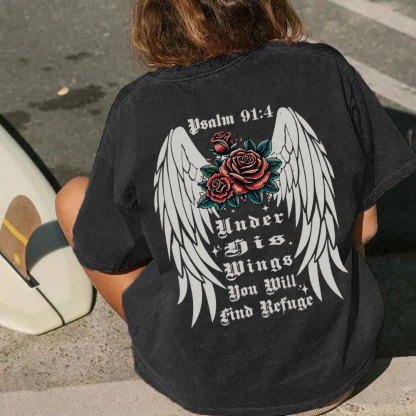Under His Wings Christian Washed T-Shirt