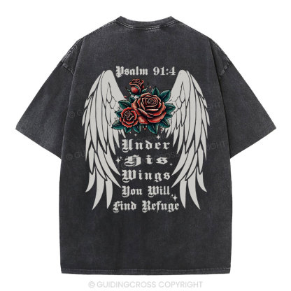 Under His Wings Christian Washed T-Shirt