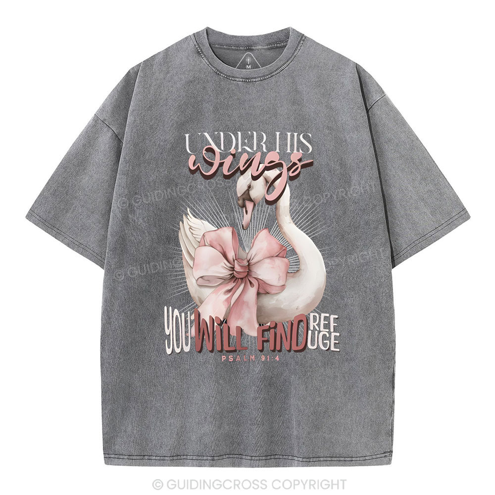 Under His Wings Christian Washed T-Shirt
