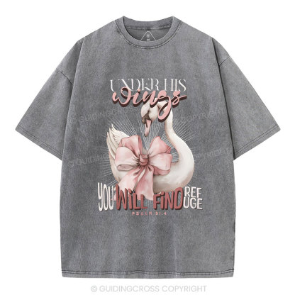 Under His Wings Christian Washed T-Shirt