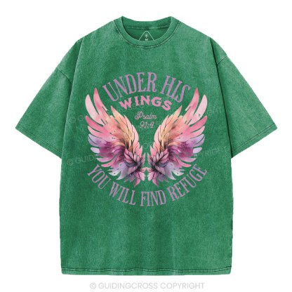 Under His Wings Christian Washed T-Shirt