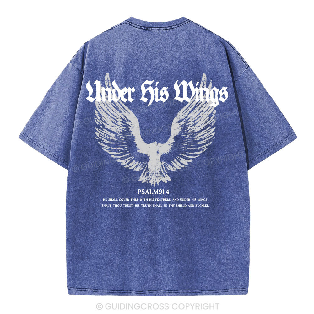 Under His Wings Christian Washed T-Shirt