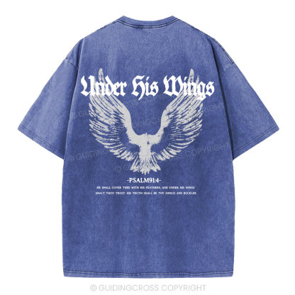 Under His Wings Christian Washed T-Shirt