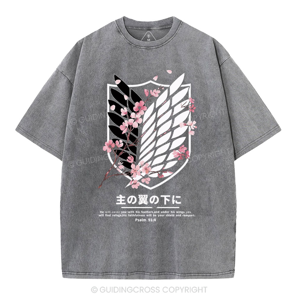 Under His Wings Christian Washed T-Shirt