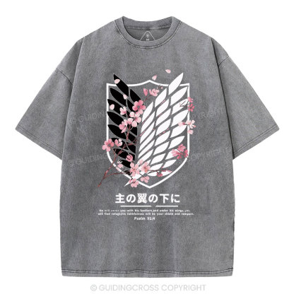 Under His Wings Christian Washed T-Shirt