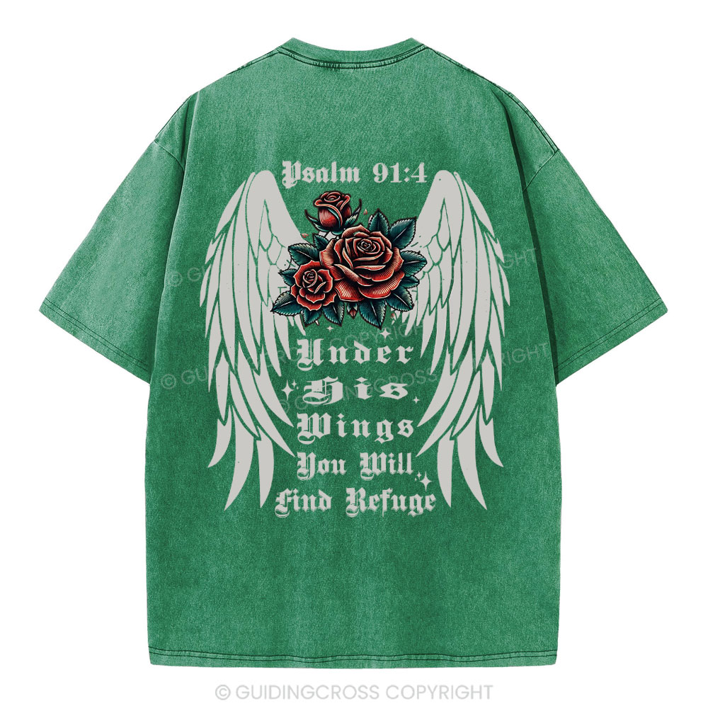Under His Wings Christian Washed T-Shirt