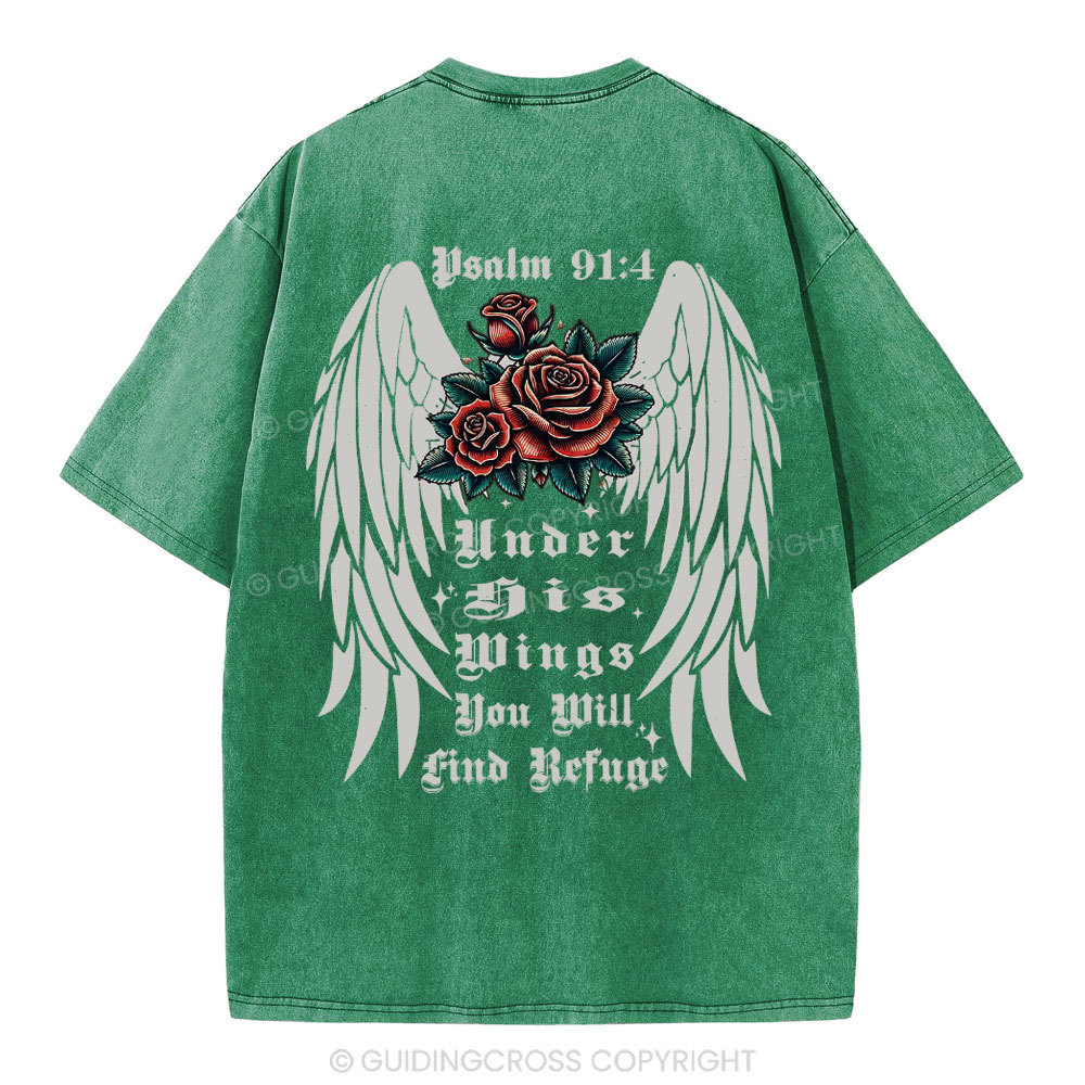 Under His Wings Christian Washed T-Shirt
