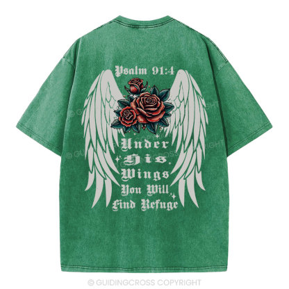Under His Wings Christian Washed T-Shirt