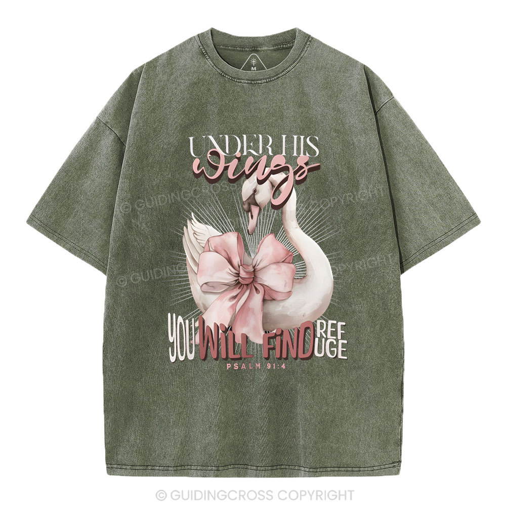 Under His Wings Christian Washed T-Shirt