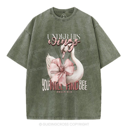 Under His Wings Christian Washed T-Shirt