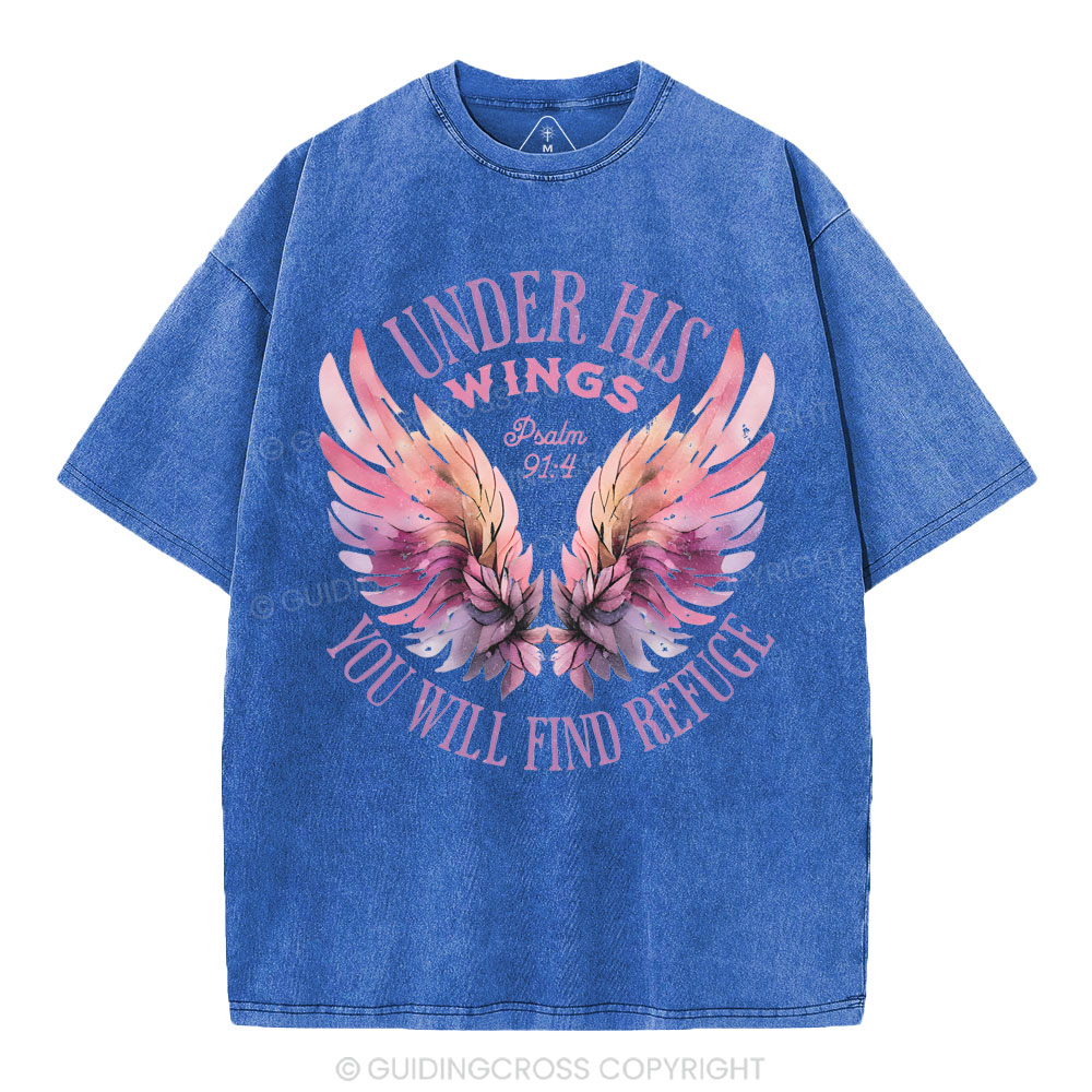 Under His Wings Christian Washed T-Shirt