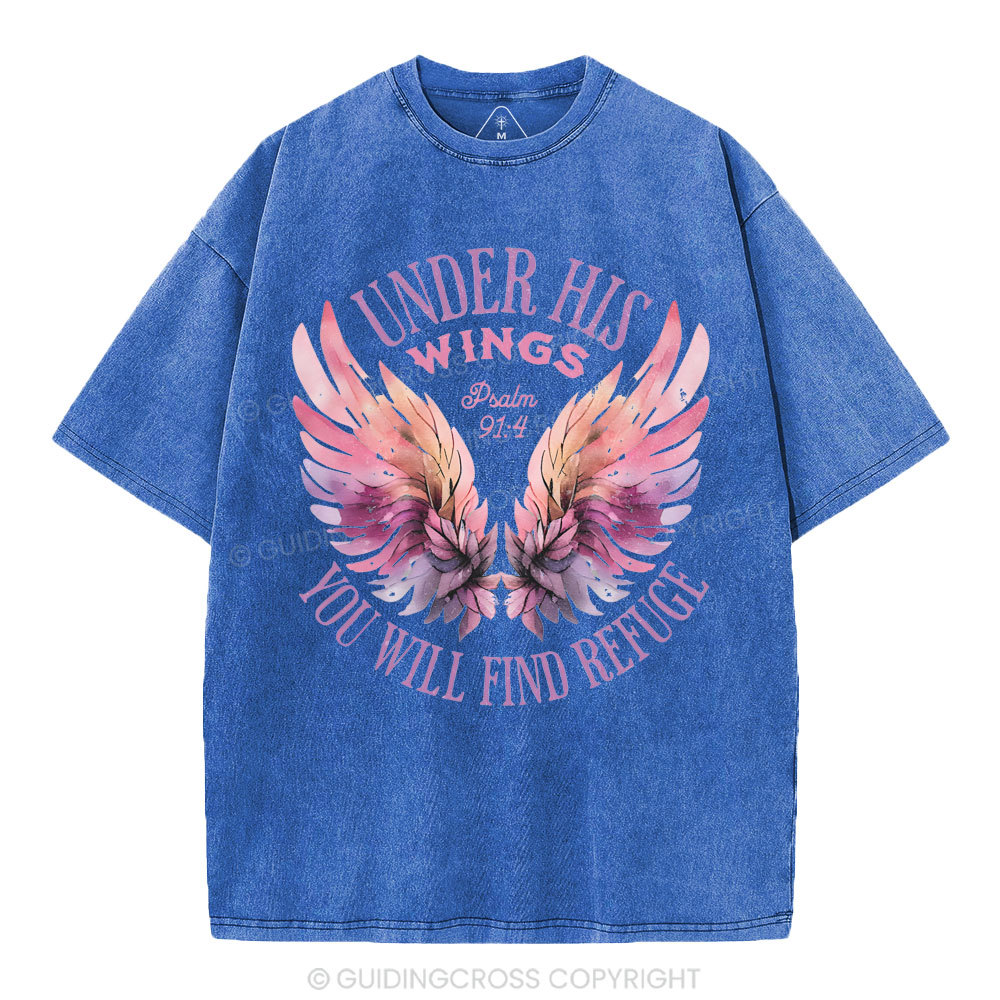 Under His Wings Christian Washed T-Shirt