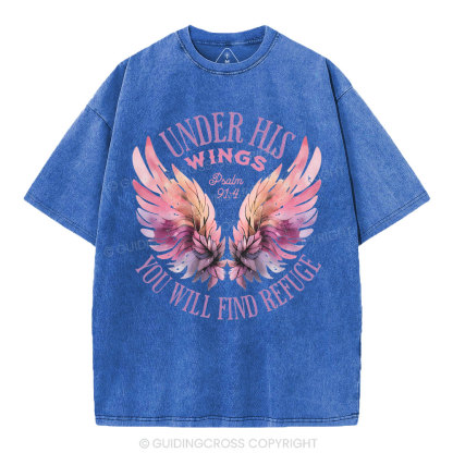 Under His Wings Christian Washed T-Shirt