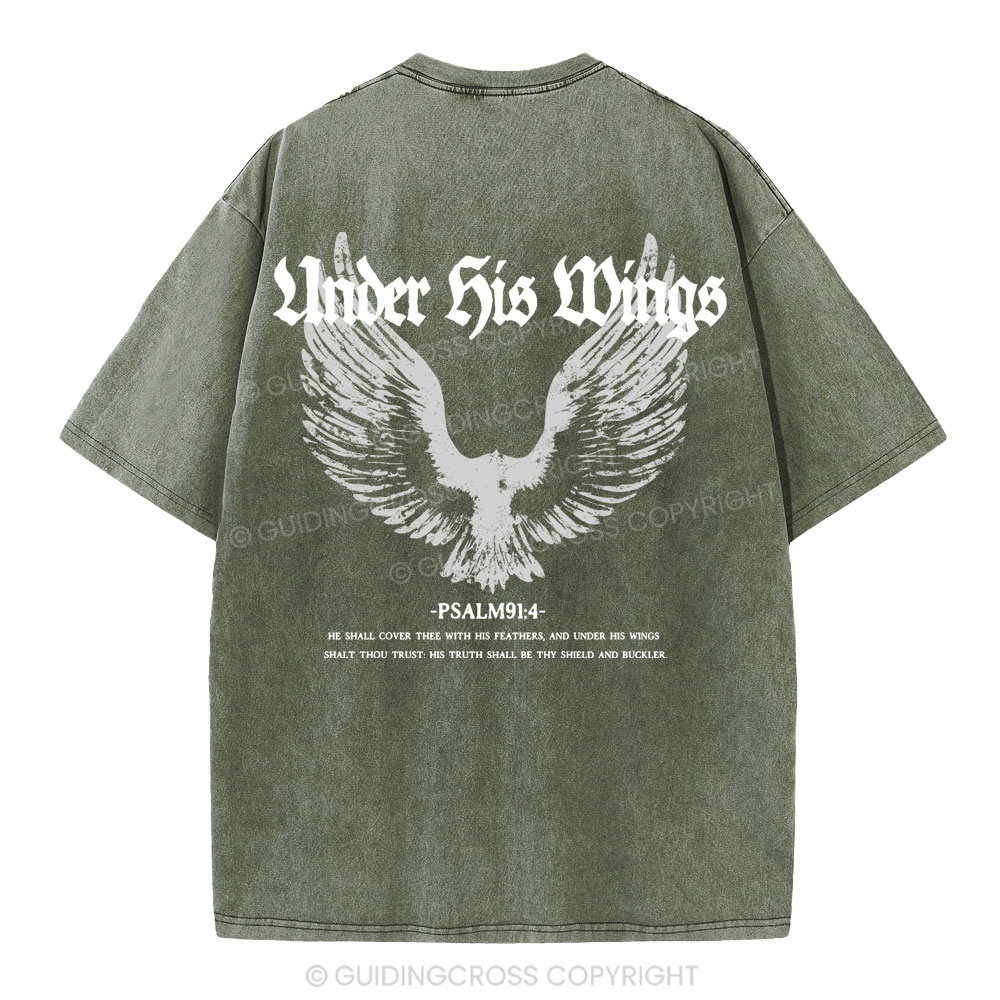 Under His Wings Christian Washed T-Shirt