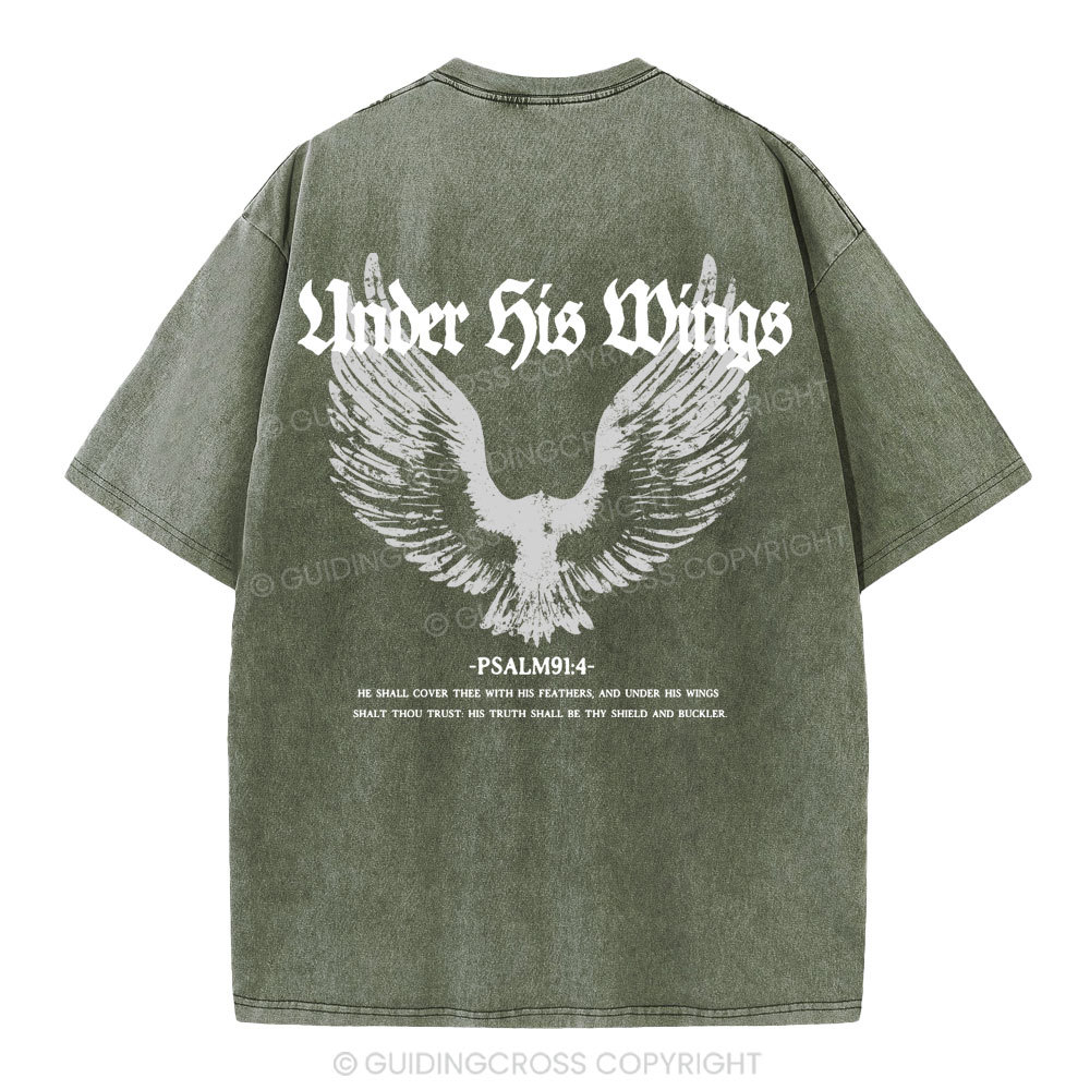 Under His Wings Christian Washed T-Shirt