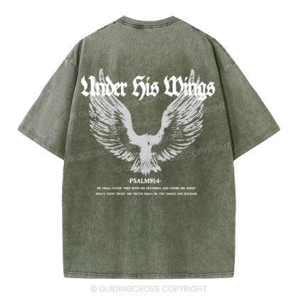 Under His Wings Christian Washed T-Shirt