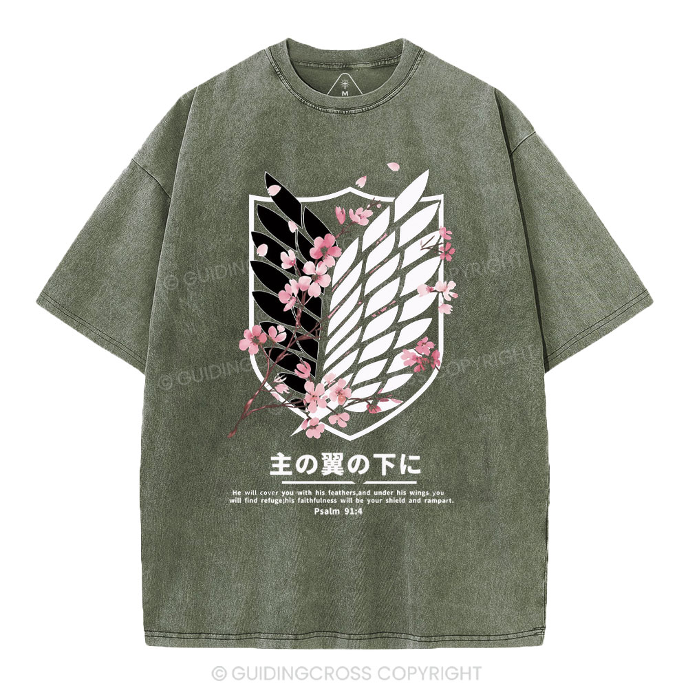 Under His Wings Christian Washed T-Shirt