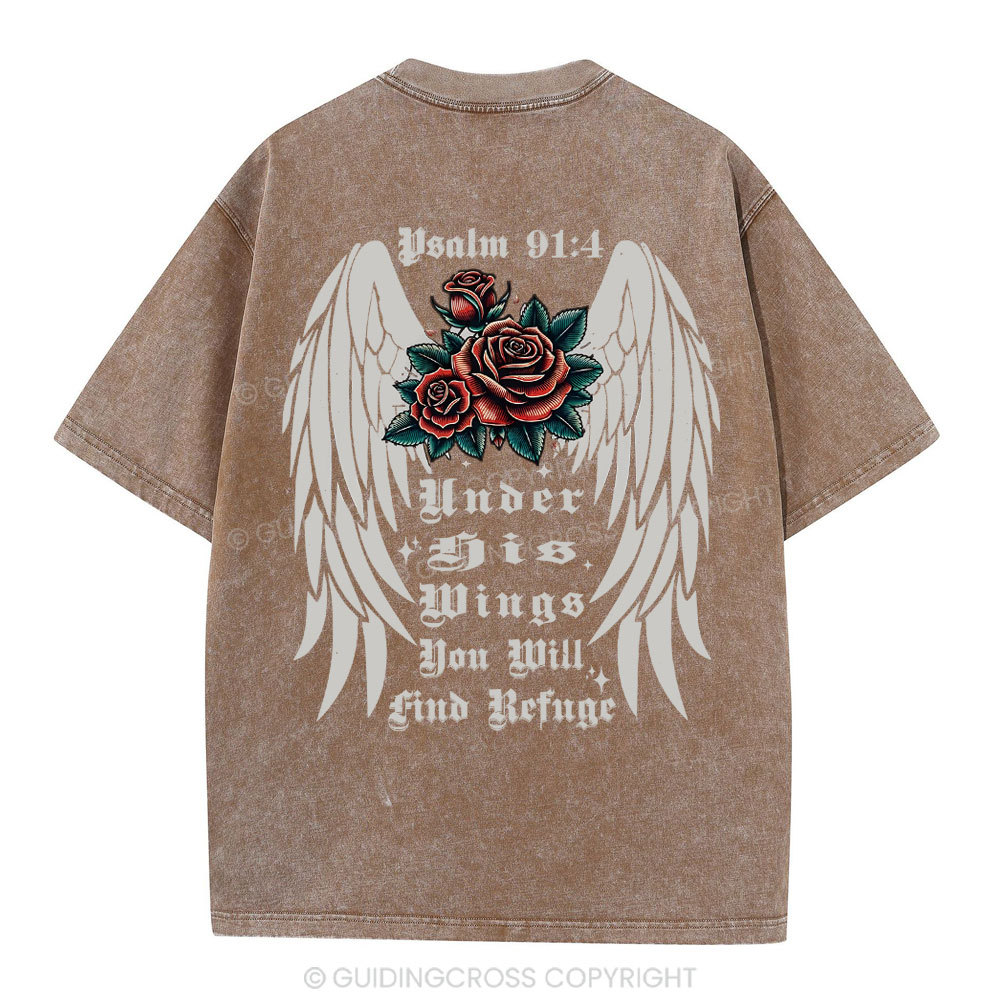 Under His Wings Christian Washed T-Shirt