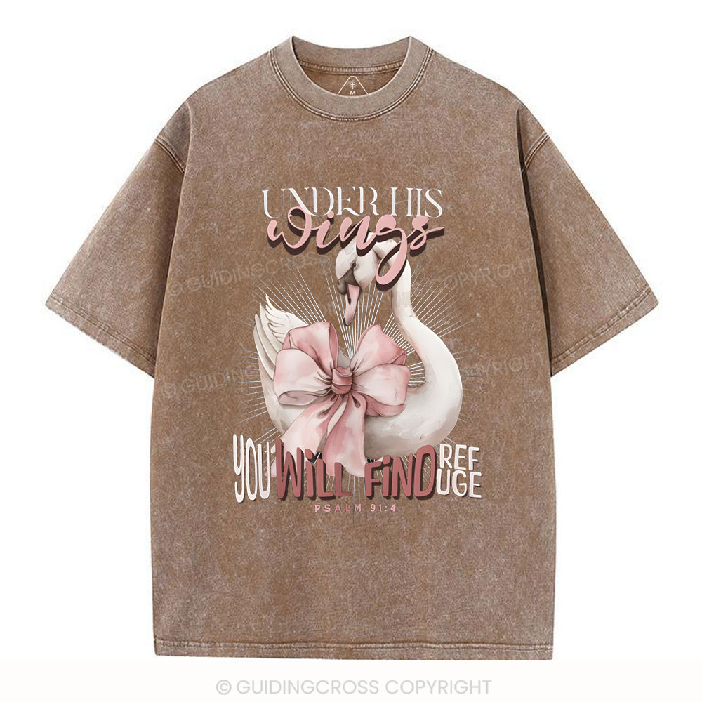 Under His Wings Christian Washed T-Shirt