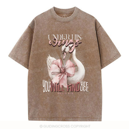 Under His Wings Christian Washed T-Shirt